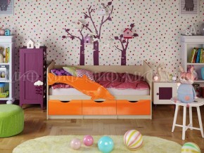 Кровать Дельфин-1 800*1600 (Оранжевый металлик/дуб крафт белый) в Салехарде - salekhard.mebel24.online | фото