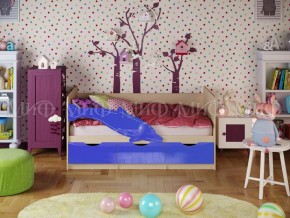 Кровать Дельфин-1 800*1600 (Синий металлик/дуб крафт белый) в Салехарде - salekhard.mebel24.online | фото