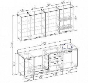 Кухонный гарнитур Антрацит 2200 (Стол. 26мм) в Салехарде - salekhard.mebel24.online | фото 3