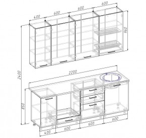 Кухонный гарнитур Дели 2200 (Стол. 26мм) в Салехарде - salekhard.mebel24.online | фото 2