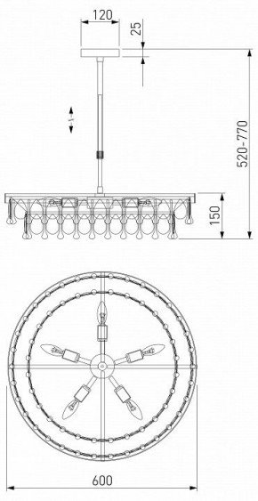 Люстра на штанге Eurosvet Sophie 60165/6 латунь в Салехарде - salekhard.mebel24.online | фото 3