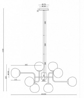 Люстра на штанге Maytoni Erich MOD221-PL-12-G в Салехарде - salekhard.mebel24.online | фото 3