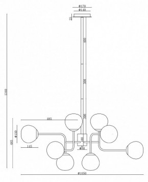 Люстра на штанге Maytoni Erich MOD221-PL-12-N в Салехарде - salekhard.mebel24.online | фото 3