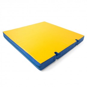 Мат гимнастический 1х1х0,1м с вырезом под стойки цв. синий-желтый в Салехарде - salekhard.mebel24.online | фото 1