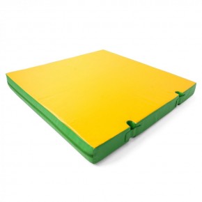 Мат гимнастический 1х1х0,1м с вырезом под стойки цв. зеленый-желтый в Салехарде - salekhard.mebel24.online | фото 1