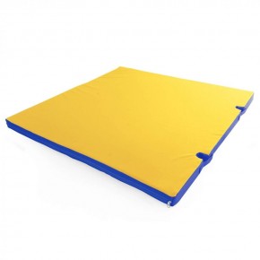 Мат гимнастический 1х1х0,08м с вырезом под стойки цв. синий-желтый в Салехарде - salekhard.mebel24.online | фото 1
