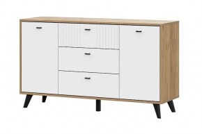 МИЛАН Комод 3 ящика двухстворчатый (Белый Матовый) в Салехарде - salekhard.mebel24.online | фото
