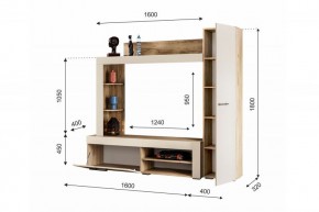 НИКОЛЬ Гостиная (Дуб крафт серый/софт айвори) в Салехарде - salekhard.mebel24.online | фото 2