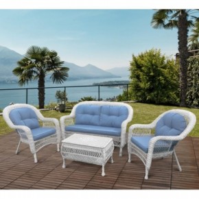 Плетеный комплект для отдыха из искусственного ротанга  LV-520 White/Blue в Салехарде - salekhard.mebel24.online | фото 1