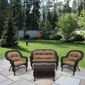Плетеный комплект для отдыха LV-520BB Вrown/Beige в Салехарде - salekhard.mebel24.online | фото