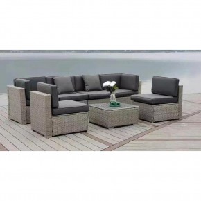 Плетеный модульный комплект YR822C Grey (подушка серая) в Салехарде - salekhard.mebel24.online | фото 3