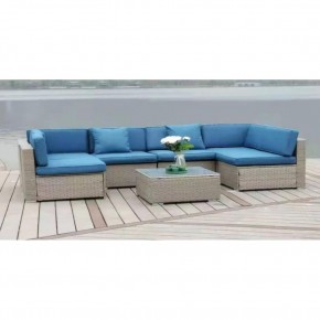 Плетеный модульный комплект YR822C Grey (подушка синяя) в Салехарде - salekhard.mebel24.online | фото 3