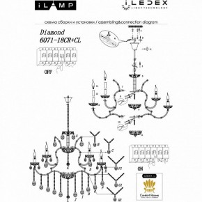 Подвесная люстра iLamp Diamond 6071-18 CR+CL в Салехарде - salekhard.mebel24.online | фото 2