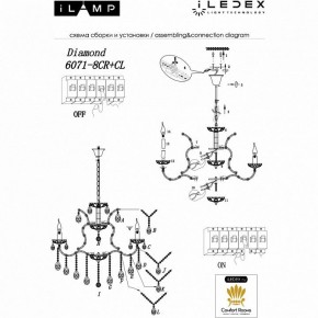 Подвесная люстра iLamp Diamond 6071-8 CR+CL в Салехарде - salekhard.mebel24.online | фото 2