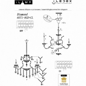 Подвесная люстра iLamp Diamond 6071-8 GD+CL в Салехарде - salekhard.mebel24.online | фото 2