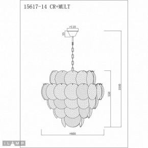 Подвесная люстра iLamp Rivoli 15617-14 CR+MULT в Салехарде - salekhard.mebel24.online | фото 3