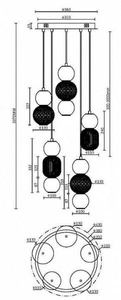 Подвесная люстра Maytoni Drop MOD273PL-L80CH3K в Салехарде - salekhard.mebel24.online | фото 3