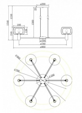 Подвесная люстра Maytoni Vision MOD411PL-06G в Салехарде - salekhard.mebel24.online | фото 6