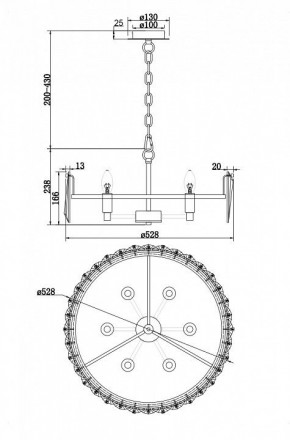 Подвесной светильник Maytoni Puntes MOD043PL-06G в Салехарде - salekhard.mebel24.online | фото 4