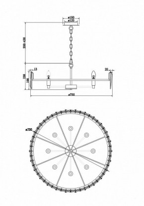 Подвесной светильник Maytoni Puntes MOD043PL-08CH в Салехарде - salekhard.mebel24.online | фото 4