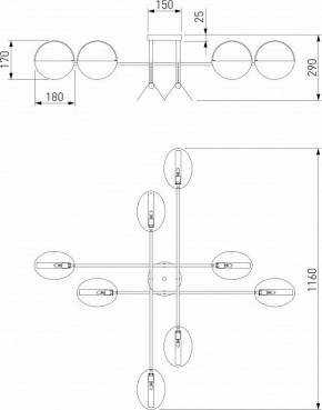 Потолочная люстра Eurosvet Grazia 70148/8 черный/золото в Салехарде - salekhard.mebel24.online | фото 3