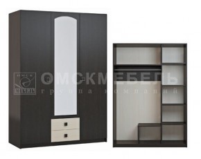 Шкаф 3-х дверный с 2 ящиками с зеркалом Шк51 МС Люсси (венге/дуб девон) в Салехарде - salekhard.mebel24.online | фото
