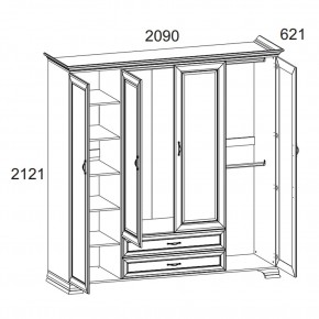 Шкаф 4D2S Z, TIFFANY, цвет вудлайн кремовый в Салехарде - salekhard.mebel24.online | фото 1