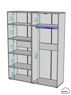 Шкаф Linnea MHR-4-1 2050х1600х510 (Графит-М 11.1.25) в Салехарде - salekhard.mebel24.online | фото 3
