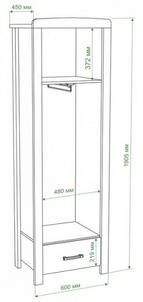 Шкаф платяной Бартоло Ш1Д в Салехарде - salekhard.mebel24.online | фото 2
