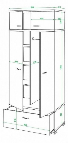 Шкаф платяной Домино КС-20 в Салехарде - salekhard.mebel24.online | фото 3