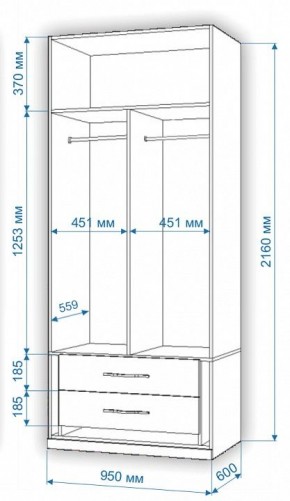 Шкаф платяной Нобиле Пл-95/60 в Салехарде - salekhard.mebel24.online | фото 2