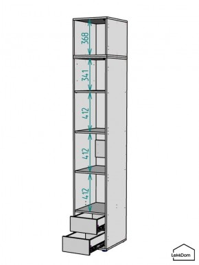 Шкаф с антресолью Linnea MHR-1A-4 2450х400х510 (Графит-М 11.1.25) в Салехарде - salekhard.mebel24.online | фото 3
