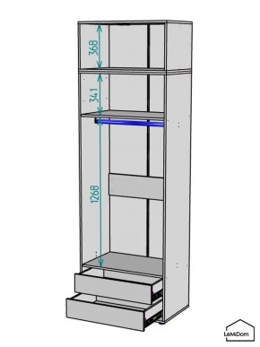 Шкаф с антресолью Linnea MHR-2A-3 2450х800х510 (Графит-М 11.1.25) в Салехарде - salekhard.mebel24.online | фото 3