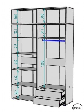 Шкаф с антресолью Linnea MHR-4A-2 2450х1600х510 (Графит-М 11.1.25) в Салехарде - salekhard.mebel24.online | фото 3