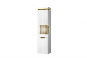 Шкаф с витриной 1V1D L, TORINO, цвет белый/Дуб наварра в Салехарде - salekhard.mebel24.online | фото