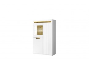 Шкаф с витриной 1V2D P, TORINO, цвет белый/Дуб наварра в Салехарде - salekhard.mebel24.online | фото 1