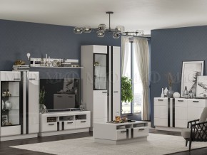 МАГНОЛИЯ Шкаф-стекло низкий (Белый глянец/Белый) в Салехарде - salekhard.mebel24.online | фото 3