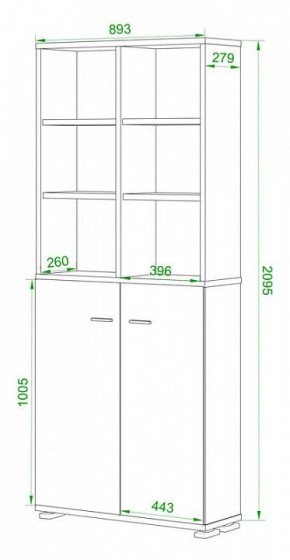 Стеллаж комбинированный Домино Лайт ПУ-30-4 в Салехарде - salekhard.mebel24.online | фото 2