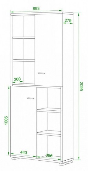 Стеллаж комбинированный Домино ПУ-30-2 в Салехарде - salekhard.mebel24.online | фото 2
