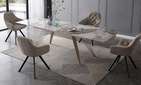 Стол ACERRA NEW 160 GLOSS LUXURY PANDORA SOLID CERAMIC/ каркас цвета шампань, ®DISAUR в Салехарде - salekhard.mebel24.online | фото 3