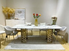 Стол CHIAVARI 220 KL-188 Контрастный мрамор матовый, итальянская керамика / Шампань, ®DISAUR в Салехарде - salekhard.mebel24.online | фото 2