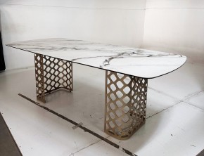 Стол CHIAVARI 220 KL-188 Контрастный мрамор матовый, итальянская керамика / Шампань, ®DISAUR в Салехарде - salekhard.mebel24.online | фото 6