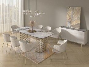 Стол CHIAVARI 220 KL-188 Контрастный мрамор матовый, итальянская керамика / Шампань, ®DISAUR в Салехарде - salekhard.mebel24.online | фото 9