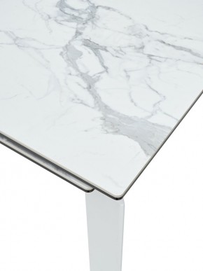 Стол CORNER 120 HIGH GLOSS STATUARIO керамика, стекло/ белый каркас, ®DISAUR в Салехарде - salekhard.mebel24.online | фото 2