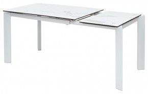 Стол CORNER 120 HIGH GLOSS STATUARIO керамика, стекло/ белый каркас, ®DISAUR в Салехарде - salekhard.mebel24.online | фото 3