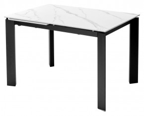 Стол CORNER 120 MATT WHITE MARBLE SOLID CERAMIC / BLACK, ®DISAUR в Салехарде - salekhard.mebel24.online | фото 1