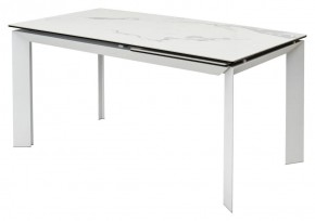Стол CREMONA 140 HIGH GLOSS STATUARIO Белый мрамор глянцевый, керамика/ белый каркас, ®DISAUR в Салехарде - salekhard.mebel24.online | фото 1