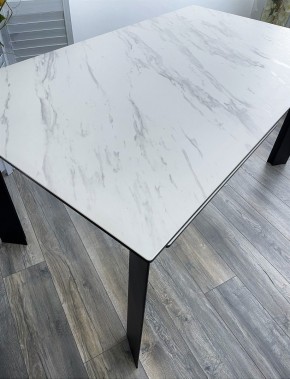 Стол CREMONA 140 KL-99 Белый мрамор матовый, итальянская керамика / черный каркас, ®DISAUR в Салехарде - salekhard.mebel24.online | фото 3