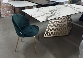 Стол ENNA 220 KL-188 Контрастный мрамор матовый, итальянская керамика/ каркас цвета шампань, ®DISAUR в Салехарде - salekhard.mebel24.online | фото 8