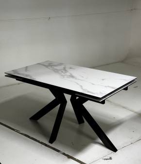 Стол Кентукки 3 140 БЕЛЫЙ МРАМОР, стекло / ЧЕРНЫЙ, М-City в Салехарде - salekhard.mebel24.online | фото 2
